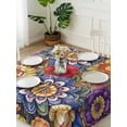 thumbnail image 3 of Boho Blue Flower Suqare Tablecloth - 60 x 60 Inch, Spring Bohemia Chic Red Yellow Floral Waterproof & StainResistant Tablecloth, Washable Oil-proof Table Cover for Dining/Party/Wedding/Camping/Buffet, 3 of 9
