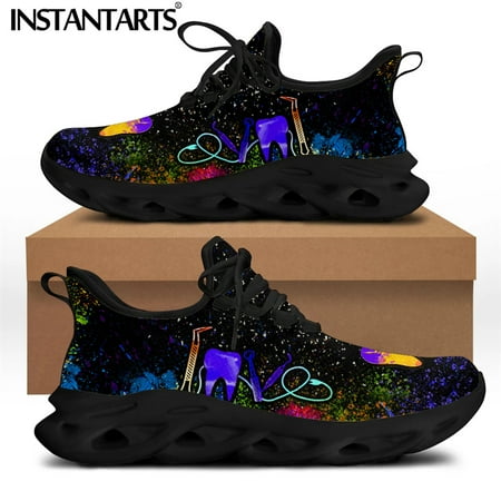 

Casual Women Dental Shoes Funny Tooth Dentist Brand Design Ladies Sneakers Breathable Lace Up Flats Footwear Mujer