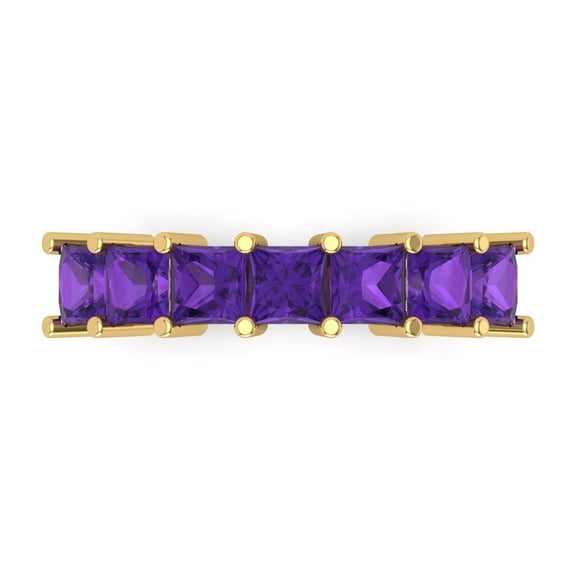1.75 ctw Wedding Band for Women - 18K Yellow Gold Natural Amethyst Stackable Eternity Ring