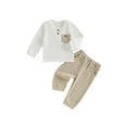 thumbnail image 1 of xiaxaixu Baby Boy 2Pcs Fall Outfits Long Sleeve Pocket Henley Tops + Pants Set Spring Clothes, 1 of 8