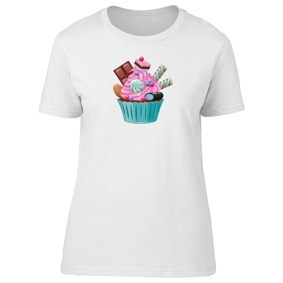 Cute Colorful Candy Cupcake T-Shirt Women -Image by Shutterstock, Female Large
