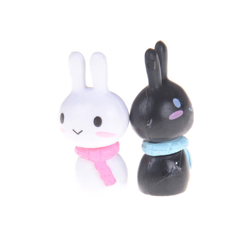 2x Couple Rabbit Miniature Figurines Toys Lovely Mini Model Home Garden Decor BE 