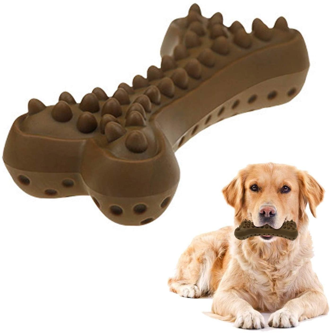 Durable Dog Chewing Toy Bone – 8 Inches For Large Dogs, Non-Toxic Rubber, Promotes Dental Health
