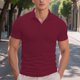 thumbnail image 1 of Blusa y camisa de manga corta con cuello vuelto para hombre, blusa de verano informal de color liso de manga corta, blusa de moda para hombre, blusa de poliéster., 1 of 4
