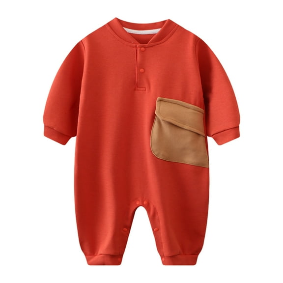 AherBiu Baby Girls Rompers Long Sleeve Button Open Leg Newborn Infant Sweat Jumpsuits Overalls with Pocket