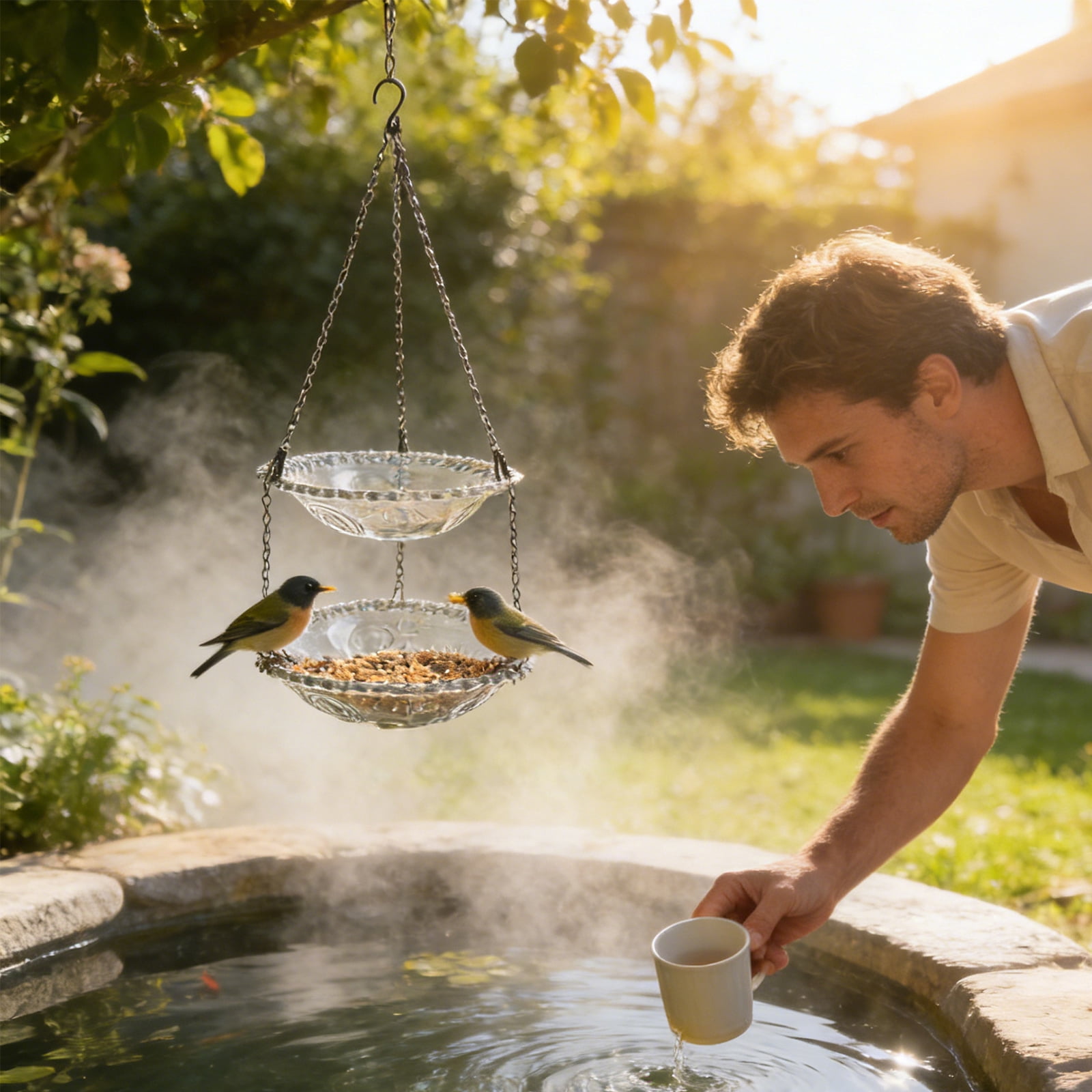Hummingbird Feeder, Double - Layer Outdoor Hanging Bird Feeder For Garden Balcony Yard, Bird Feeding Station For Attracting Hummingbirds, Wild Bird Garden Decoration