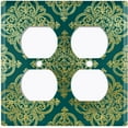 thumbnail image 3 of Metal Light Switch Plate Cover Elegant Green Yellow Diamond Cross Damask DAM091, 3 of 13