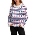thumbnail image 2 of Ailaofu Chandail-Over en Tricot Torsadé à Manches Longues et Col Rond pour Femmes, Imprimé de Noël, 2 of 5