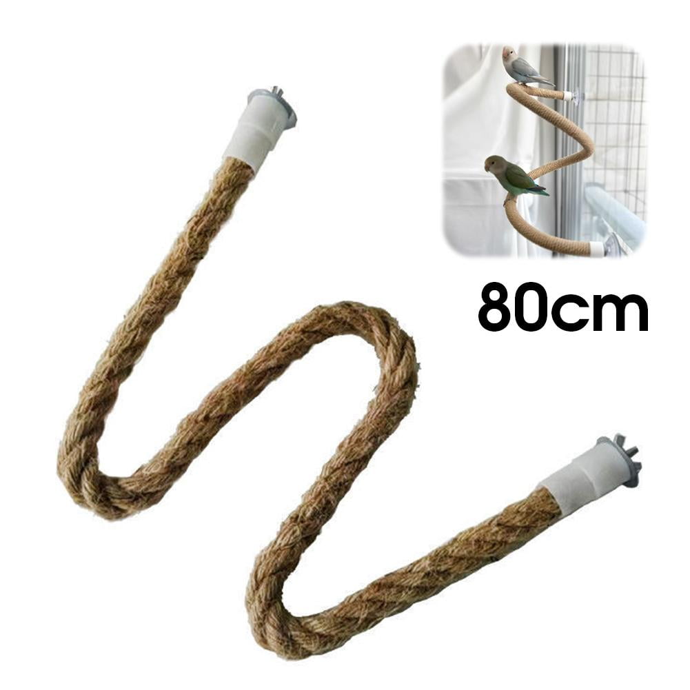 Bendable Bird Perch for Parrots, 31.49inch Natural Linen Rope, Non-Slip Cage Accessory, Flexible Climbing Toy for Cockatiels Parakeets Budgies