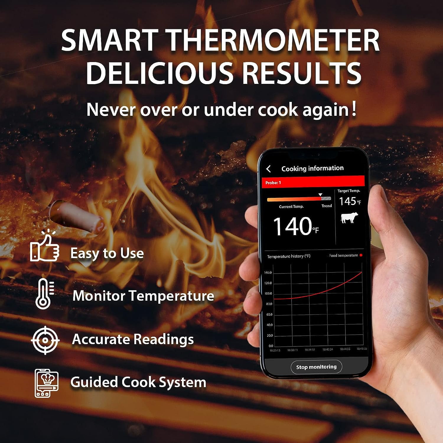  BtcLink Wireless Meat Thermometer Digital 777FT Range