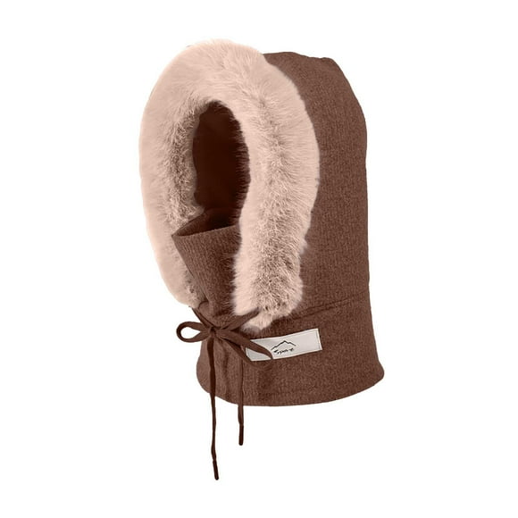 FADAACAI Womens Winter Hats Hood Ski Over Windproof Plush Hood Fuzzy Ski Winter Adjustable Women Men Womens Snow Cap Womens Winter Beanie Hat Brown One Size Clearance!