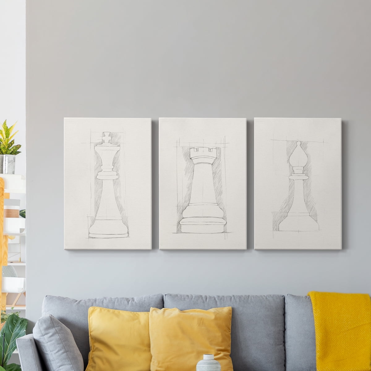 Chess Set Sketch II Premium Gallery Wrapped Canvas - Ready to Hang - 8 x 12 Each
