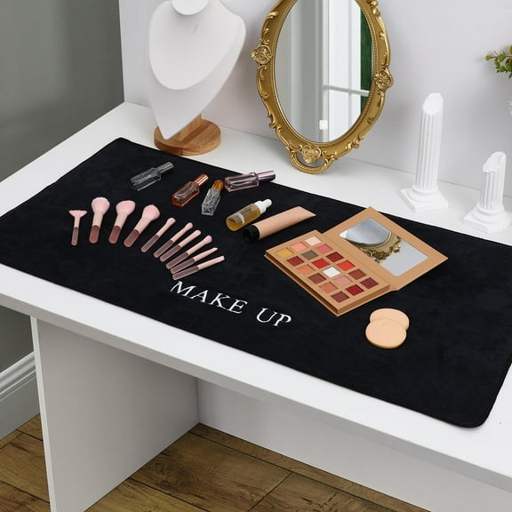 BESTONZON Multi Functional Makeup Mat for Office Desk Black 1Pcs