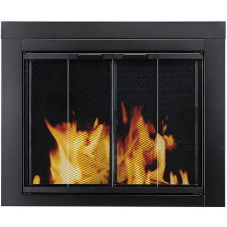 Pleasant Hearth Bi-Fold Style Fireplace Glass Door, Alton Black, AL-1000
