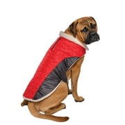 Vibrant Life Pet Jacket for Dogs and Cats: Red Honeycomb with Grey Piecing, Reflective Trim, Size XL