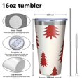 thumbnail image 4 of 16oz Tumblers Red Christmas Tree Pattern Stainless Steel Vacuum Insulated Double Wall Travel Tumbler Cups Mug with Lid and Straw,Cleaning Brush for Coffee,Tea, 4 of 4