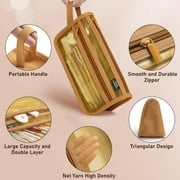 Four Candies Large Capacity Pencil Case, Pencil Case with Zipper, Organized Pencil Cases for Adults, Handheld Pen Bag, Portable Cute Pencil Case, School Supplies for Kids Girls, Brown