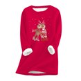 thumbnail image 2 of Pntutb Mujeres Sudadera de lana gruesa Estampado de Navidad Terciopelo Cálido O-cuello Ropa interior top Pntutb Pntutb-4542, 2 of 3