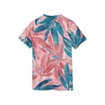 thumbnail image 4 of longantii Boys Short Sleeve Polo Shirt Tropical Leaf Print Casual Golf Shirt Cozy Comfort Collared School Uniform Shirt Hawaiian Style Kids Summer Tops Vermilion 4-5 Years, 4 of 6