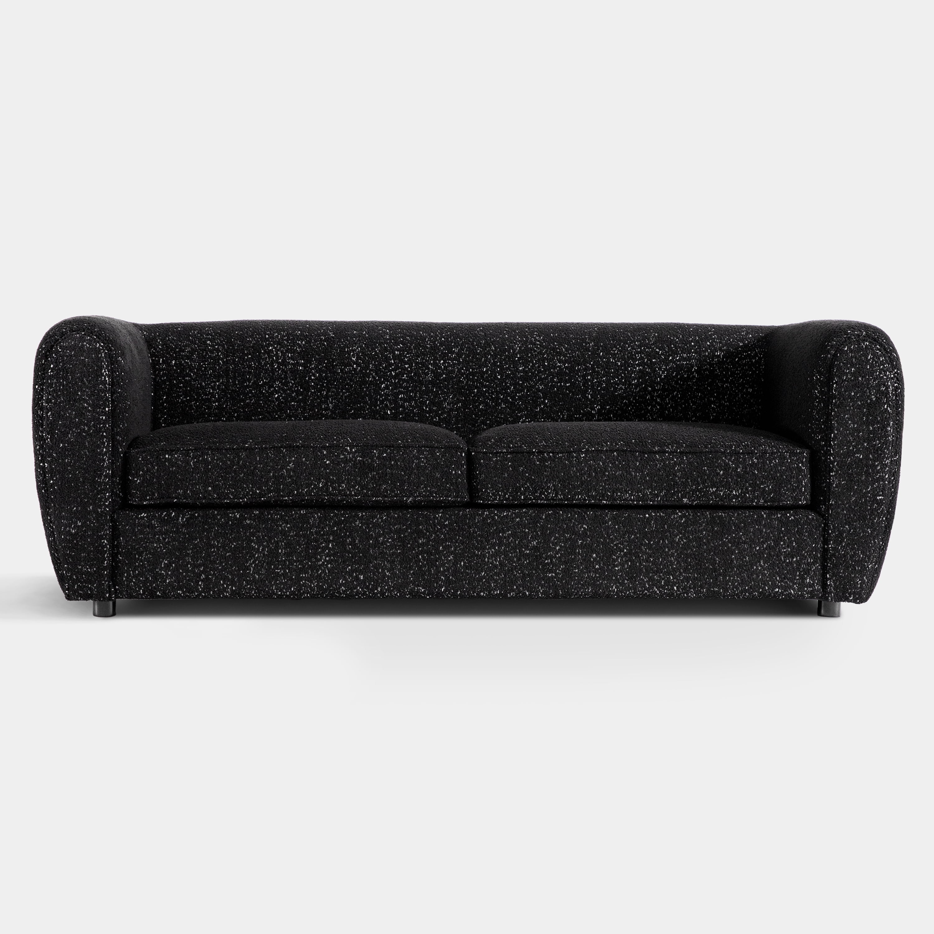 Furniture of America Nallia Tuxedo Style Upholstered Boucle Fabric Black Sofa