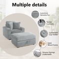 thumbnail image 4 of DREAMISDEA Oversized Accent Chair with Storage Ottoman & Cup Holder, Faux Fur Upholstered Sofa Bed Indoor Chaise Lounge Chair for Living Room, Comfy Large Arm Chair Reading Seat - Light Gray, 4 of 6
