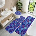 thumbnail image 4 of Paisley and Floral Blue Pattern Bathroom Rug Set 4 Piece,Includes Contour,Lid Cover,Bath Mat,Non-Slip Extra Soft Absorbent Washable, 4 of 4