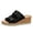Black, variant on Women's Wedge Denim Buckle Slide Sandals Fashion Fish Mouth Open Toe Faux Light Platform Heeled Comfort Dressy Mule Slides for Beach Vacation Daily Wear