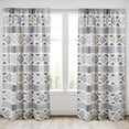 thumbnail image 2 of Levtex Home - Santa Fe - Drape Panel/Curtain (55x84in.) with Rod Pocket - Ikat Pattern in Soft Grey, Cream and Tan - Orange, Teal, Red and Blue - 100% Cotton, 2 of 3