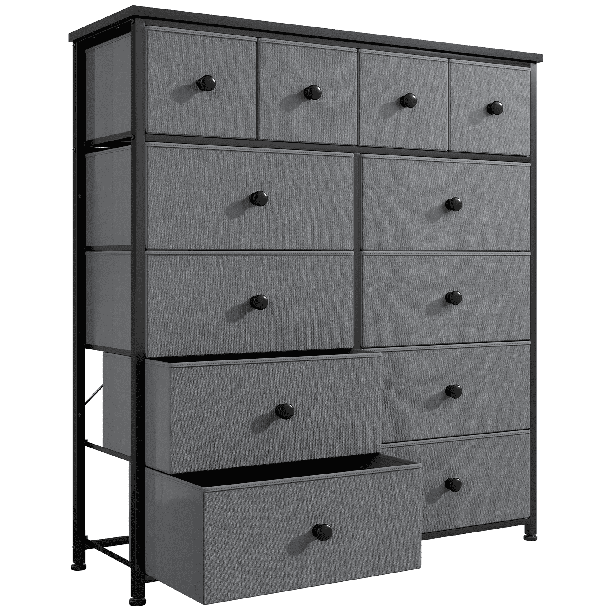 Romorgniz Tall Dresser for Bedroom with 12 Drawers Dresser for Closet Fabric Dressers and Chests of Drawers, Sturdy Metal Frame, Wood Top, Gray