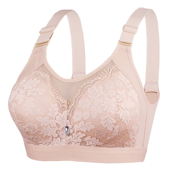 Wensltd Bras Women Back Closure Push Up T Shirt Bras Full Coverage Wireless Support Seamless Design Comfortable Solid Color Bras