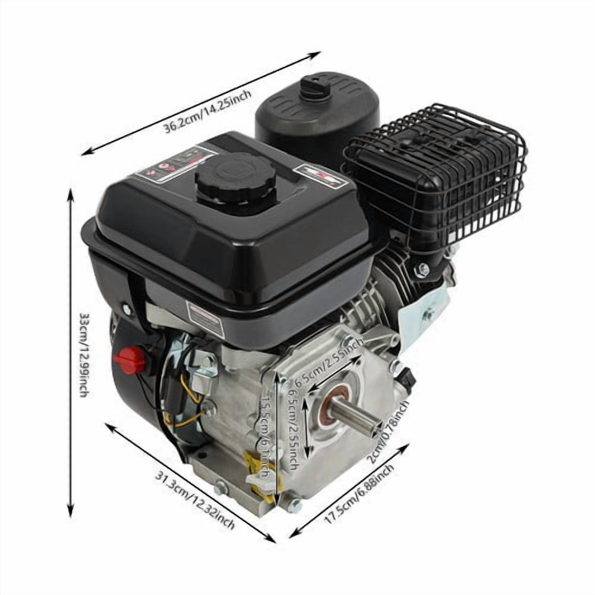Gas Engine, 7.5HP Horizontal Shaft 4-Stroke Motor, 3600 RPM with 20mm Shaft – for Farm Machinery, Garden Equipment, Tillers & Power Generators