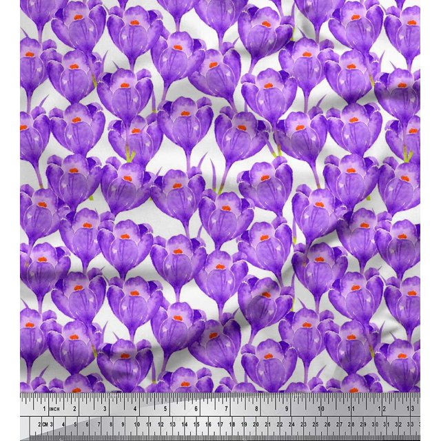 Soimoi Poly Georgette Fabric Tulip Flower Print Fabric by Yard 52 Inch Wide
