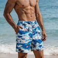 thumbnail image 6 of Zynoxe Summer Shorts for Men with Pockets Adjustable Drawstring Waist Men's Knee Length Shorts Fashion Hawaii Printed Casual Beach Shorts Comfy Breathable Quick-Dry Swim Trunks 3XL, 6 of 7