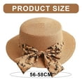thumbnail image 2 of 56-58cm hat circumference women's flat top bow straw hat summer small top hat straw sun hatKhaki, 2 of 5
