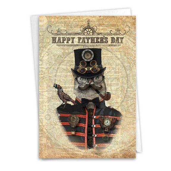 1 Funny Father's Day Card with Envelope - Steampunk Cats C6554AFDG