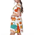 thumbnail image 2 of Wukai Robe à Manches Courtes Imprimée Citrouilles d'Automne pour Femmes, Robe Décontractée Confortable, Mélange Spandex Doux, Tenue Élégante pour l'Été, 2 of 6