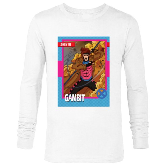 Marvel Studios X-Men ’97 Gambit Retro Trading Card- Long Sleeve T-Shirt for Men - Customized-White