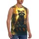 thumbnail image 2 of Fotbe Tree Meditating Raccoon Men's Camiseta sin Mangas Estampada para Hombres, Playera Casual para Gimnasio, Entrenamiento, Playa-Large, 2 of 7