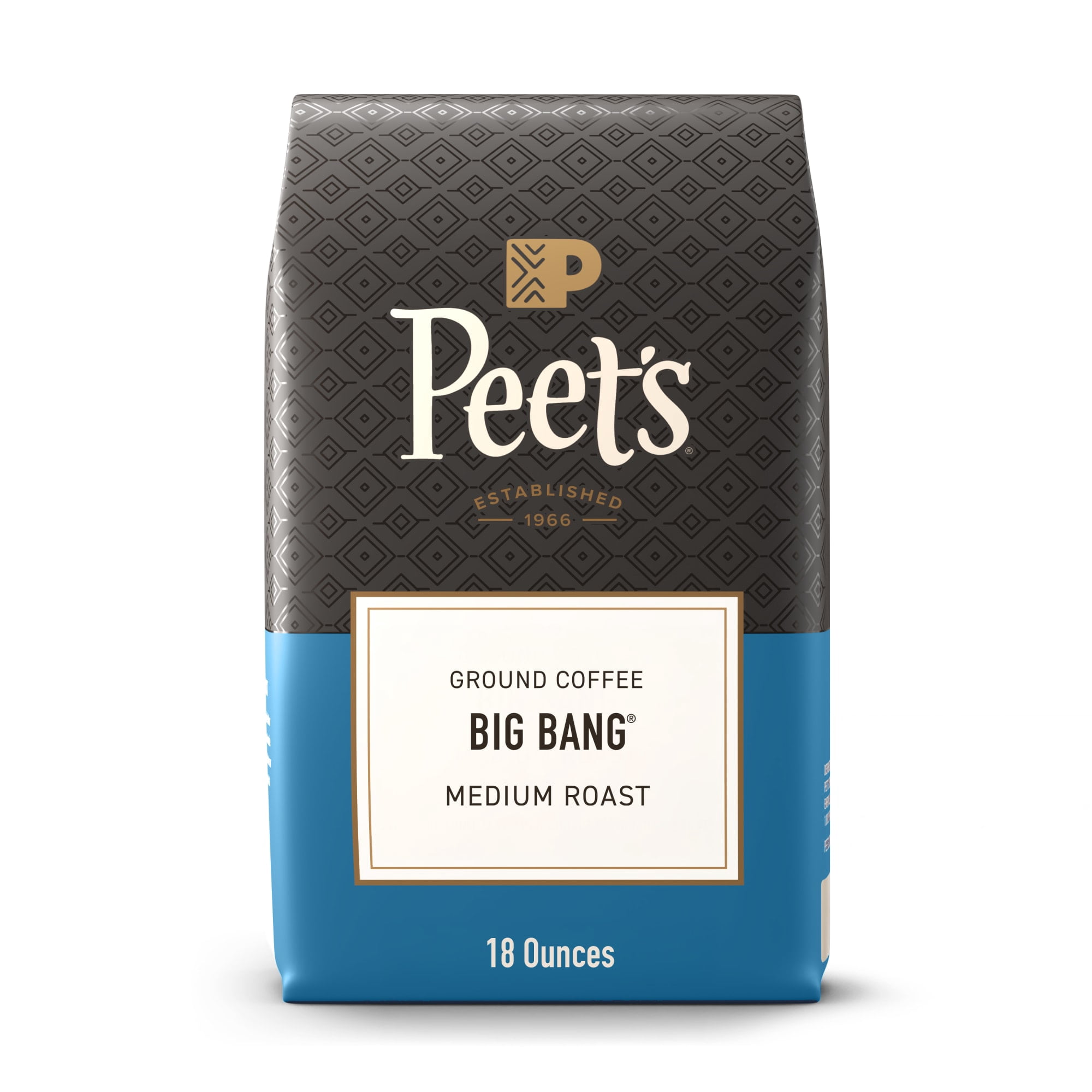 (2 pack) Peet's Coffee Big Bang Premium Medium Roast Ground Coffee, Arabica, 18 oz