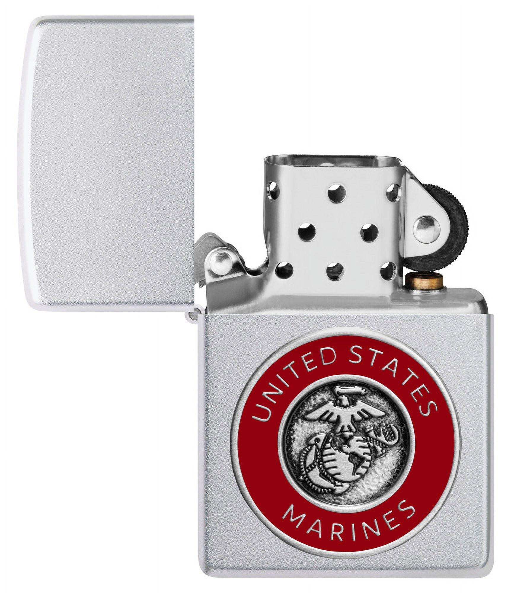 Zippo United States Marines Emblem Satin Chrome Pocket Lighter