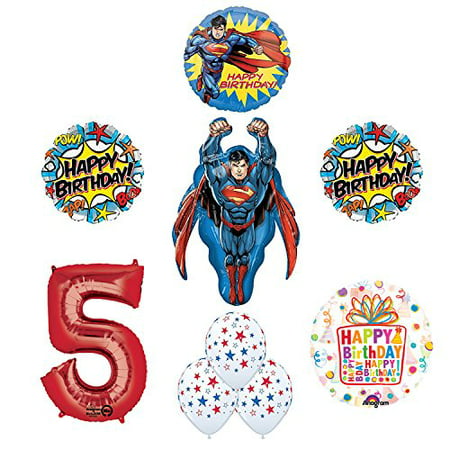Superman Superhero 5th Birthday Party Supplies and Balloon Decorations