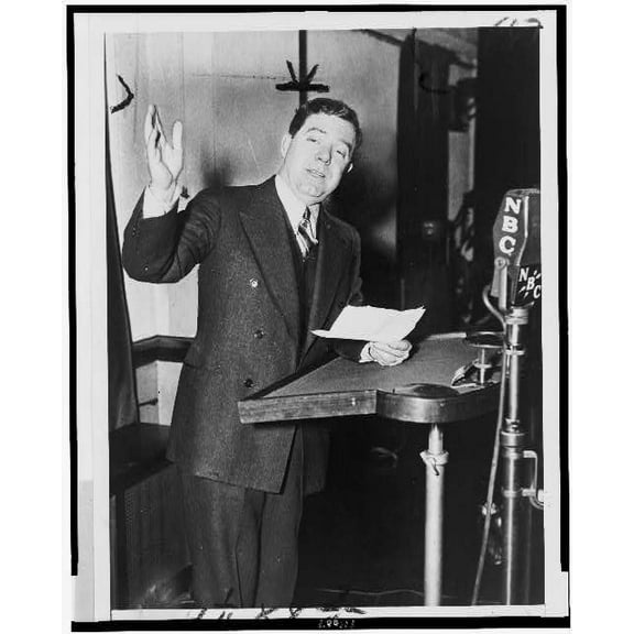 8x12 Photo-Huey P. Long, at microphone 1935