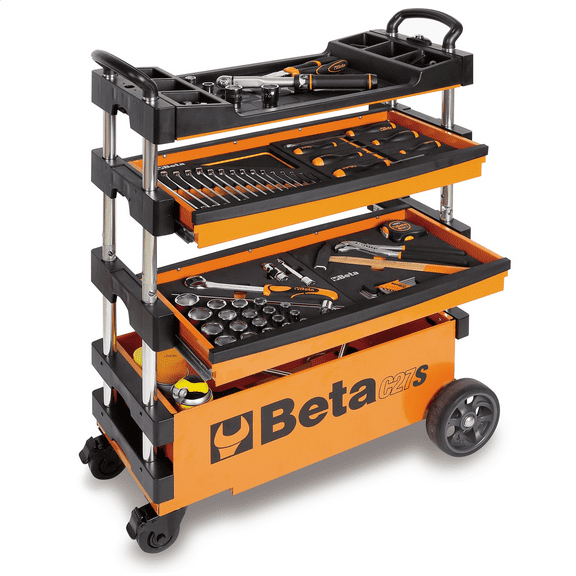 Beta Tools USA Folding Mobile Tool Cart, Orange