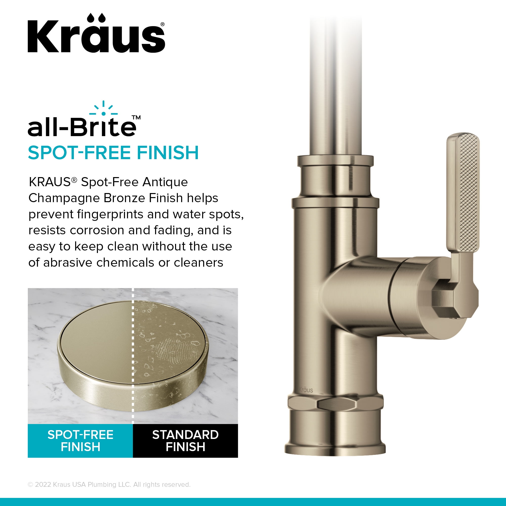 KRAUS Allyn Transitional Industrial Pull-Down Single Handle Kitchen Faucet in Spot-Free Antique Champagne Bronze