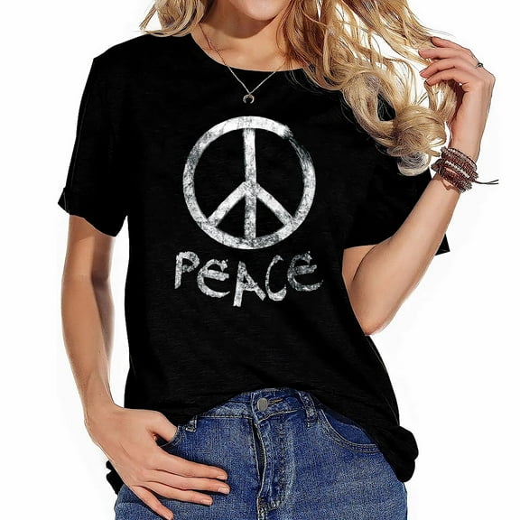 Womens Vintage Peace Sign T-Shirt