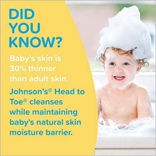 Johnson's Head-To-Toe Gentle Baby Body Wash & Shampoo, Tear-Free, Sulfate-Free & Hypoallergenic Bath Wash & Shampoo for Baby's Sensitive Skin & Hair, Washes Away 99.9% Of Germs 16.9 fl. oz Pack of 3
