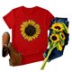 thumbnail image 5 of Gibobby Camisetas Mujer Baratas Manga Corta Blusa manga corta con cuello redondo y estampado girasol talla grande para mujer(Rojo,CH), 5 of 5