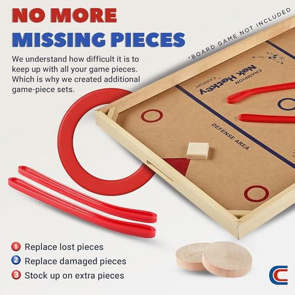 Carrom Champion Nok Hockey Game Equipment Set with 2 Mini Hockey Sticks & 2 Wooden Pucks for Your Family Board Games