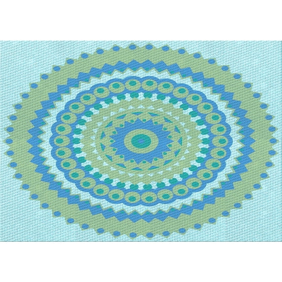 Ahgly Company Machine Washable Indoor Rectangle Transitional Aquamarine Green Area Rugs, 4' x 6'