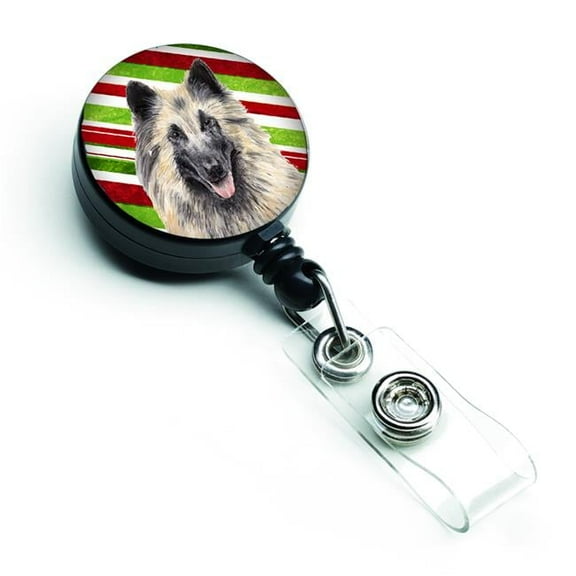Carolines Treasures SC9352BR Belgian Tervuren Candy Cane Holiday Christmas Retractable Badge Reel